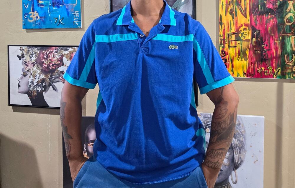 Y2K Lacoste Blue Colorblock Euro Import Streetwear Polo Size Large